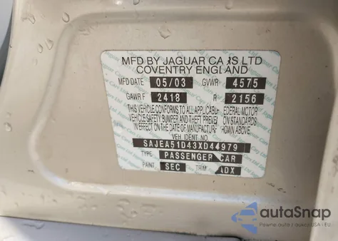 2003 Jaguar X-Type 2.5 from USA, damaged, VIN SAJEA51D43XD44979